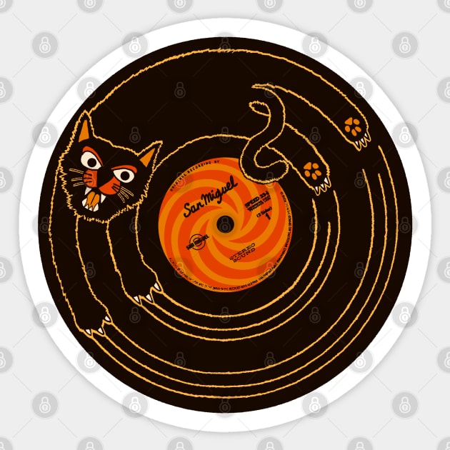 CAT SCRATCH / VINYL RECORD (brown and orange) Sticker by boozecruisecrew